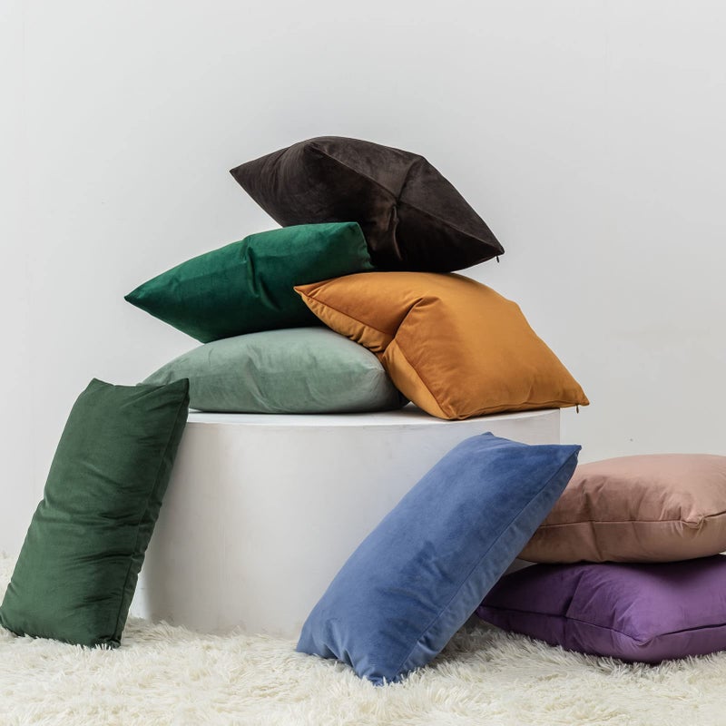 JUSPURBET Decorative Pillow Covers Set of 2 Velvet Throw Pillow Covers for Couch Sofa Bed Soft Cushion Covers Cases with Hidden Zipper for Living Room Home Decor 24x24 inch,Jam - Image 5